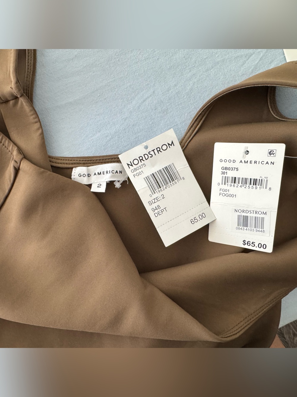 Good American Taupe Square-Neck One-Piece Bodysuit - Picture 6 of 6